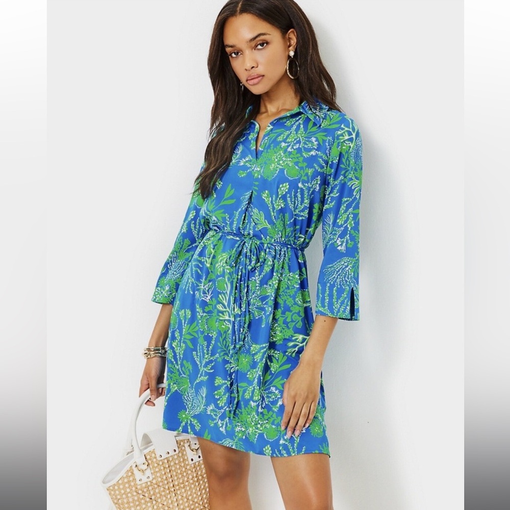 Lilly Pulitzer UPF 50+ Pilar Tunic Dress in Briny Blue A Bit Salty